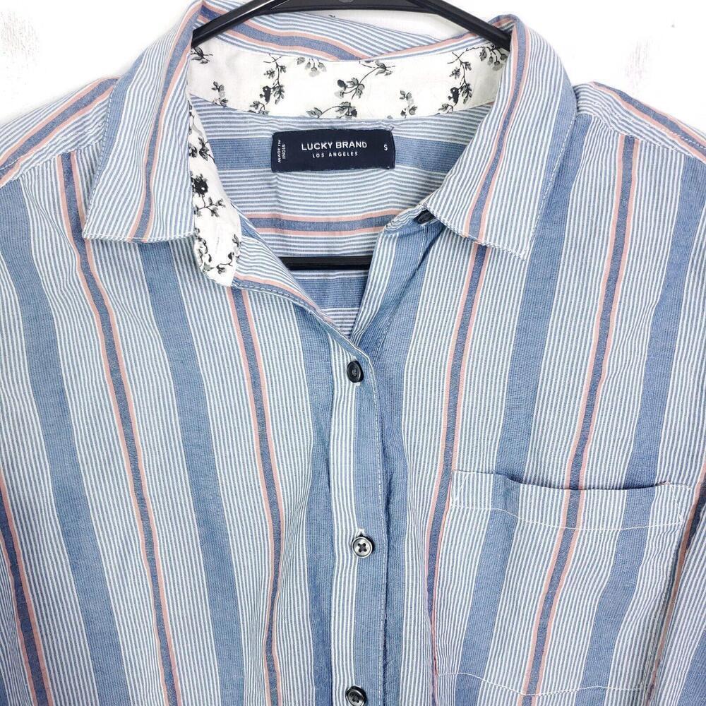 Lucky Brand Shirt Mens Small Button Down Striped Front Pocket Office Casual - Picture 2 of 9